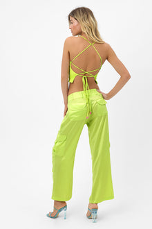 Macey Plisse Halter Top Kiwi