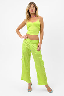 Macey Plisse Halter Top Kiwi