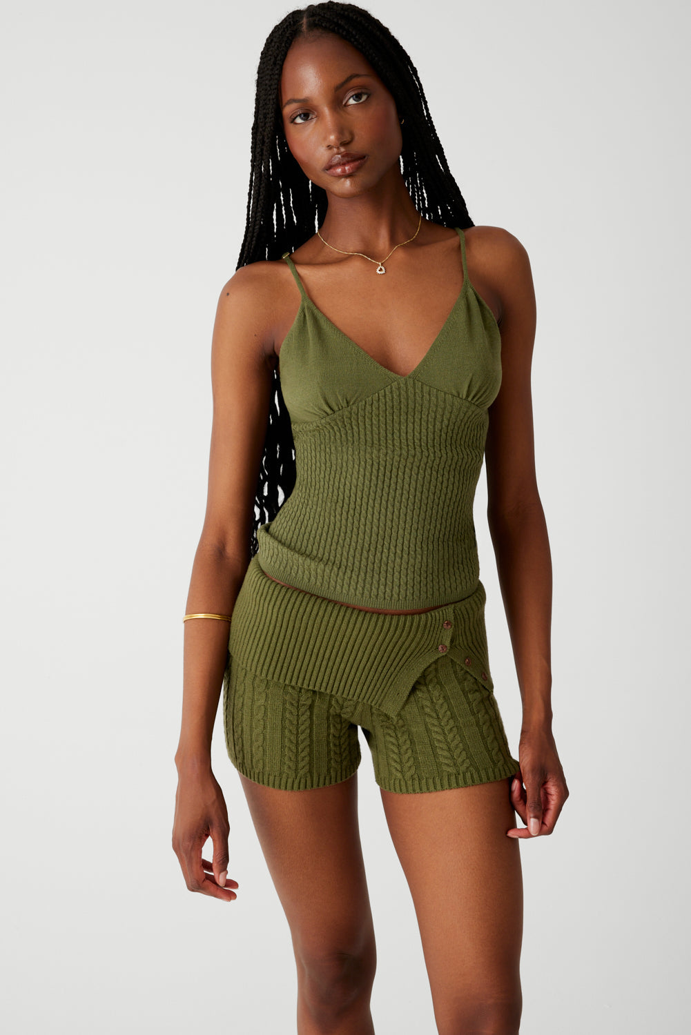 Nolan Cable Cloud Knit Mini Short | Jade Green