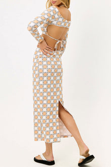 Piper Terry Long Sleeve Crop Top Nude Daisy