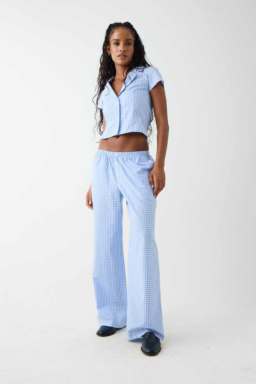 Raleigh Cotton Pant | Cloud Gingham