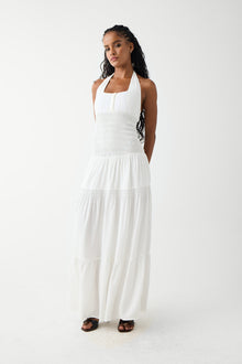 River halter maxi dress white