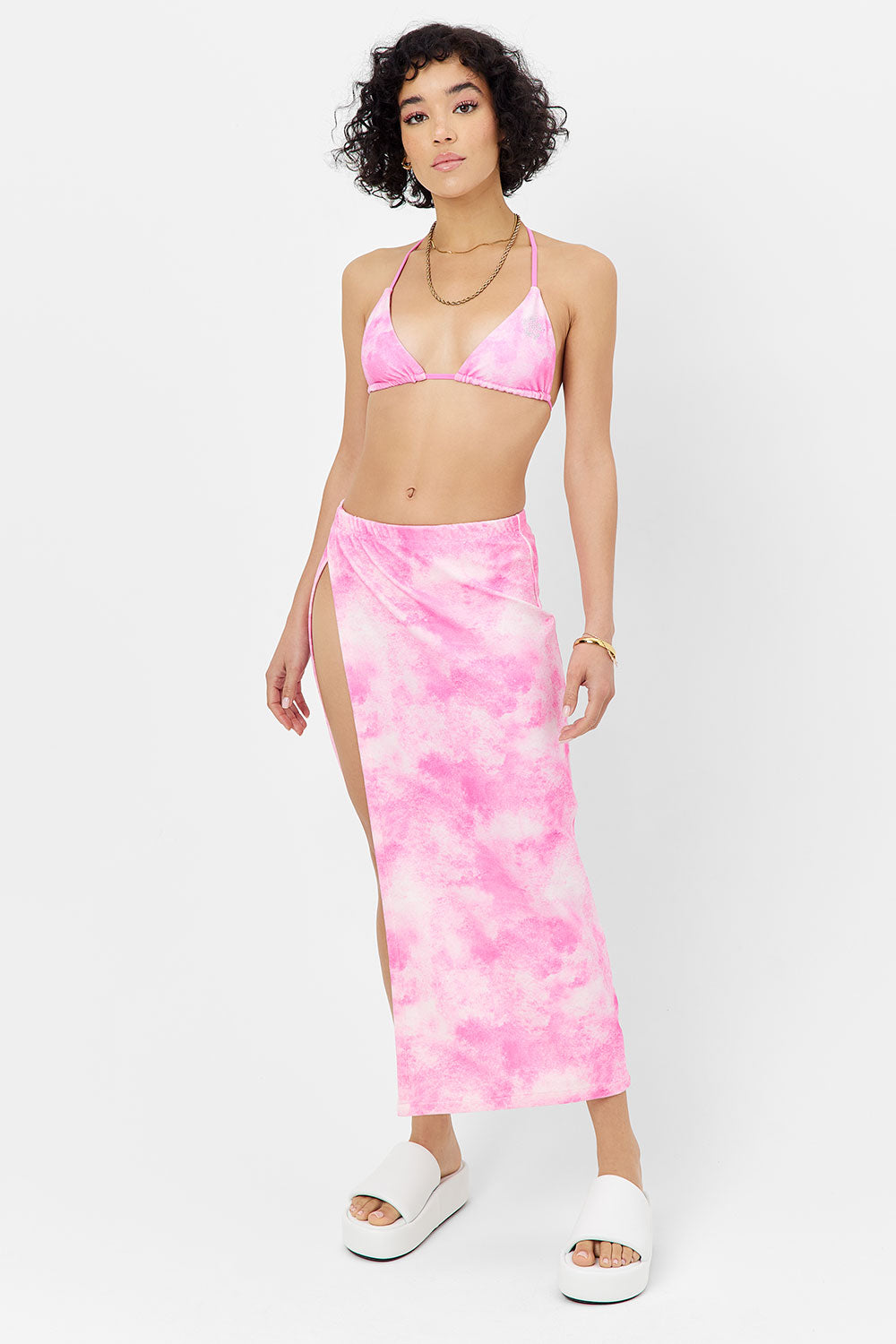 Stacey Terry Maxi Skirt Distorted Pink Dye