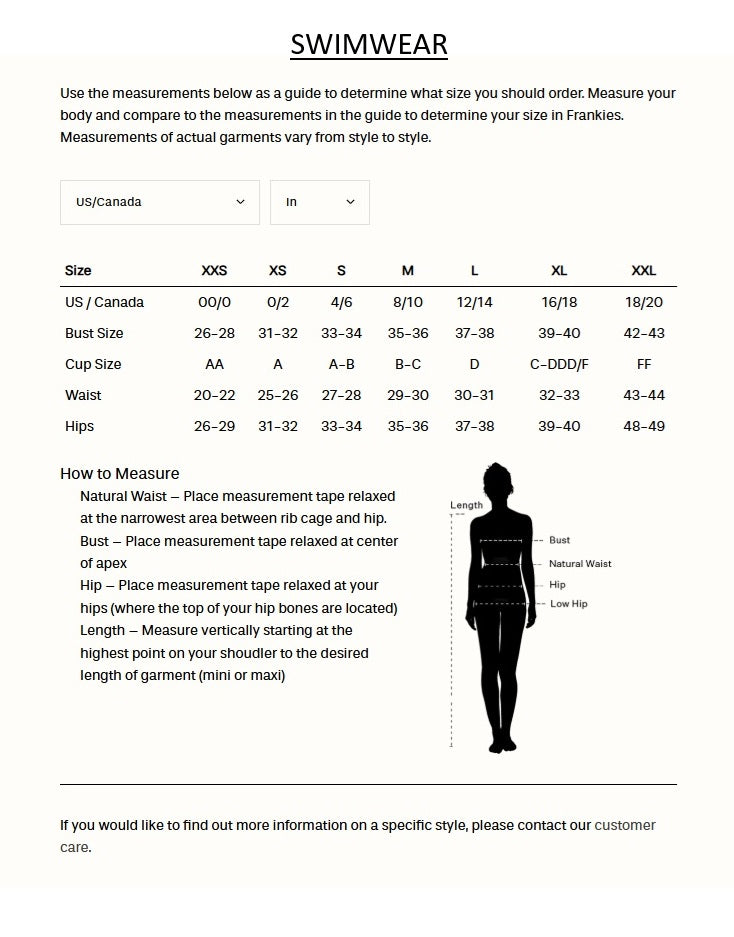 Product size guide