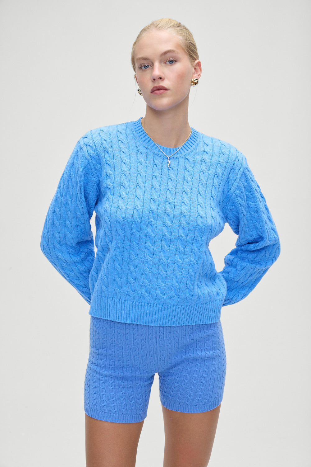 Ariel cable knit shorts blue moon