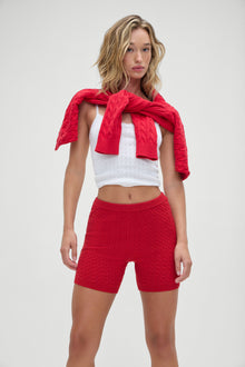 Ariel cable knit shorts red heartstrings