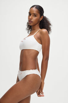 Beck High Wasted Waffle Bikini Bottom White
