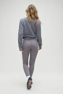 Bodin cable knit high waisted leggings rain cloud grey