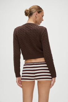 Bradley Knit Booty Shorts Brown Sugar Stripe