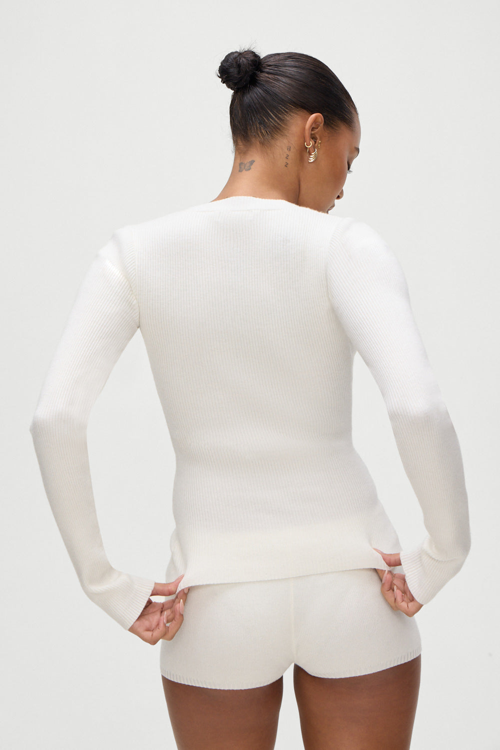 Bradley Knit Booty Shorts White