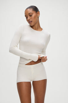 Bradley Knit Booty Shorts White