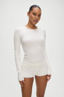 Bradley Knit Booty Shorts White