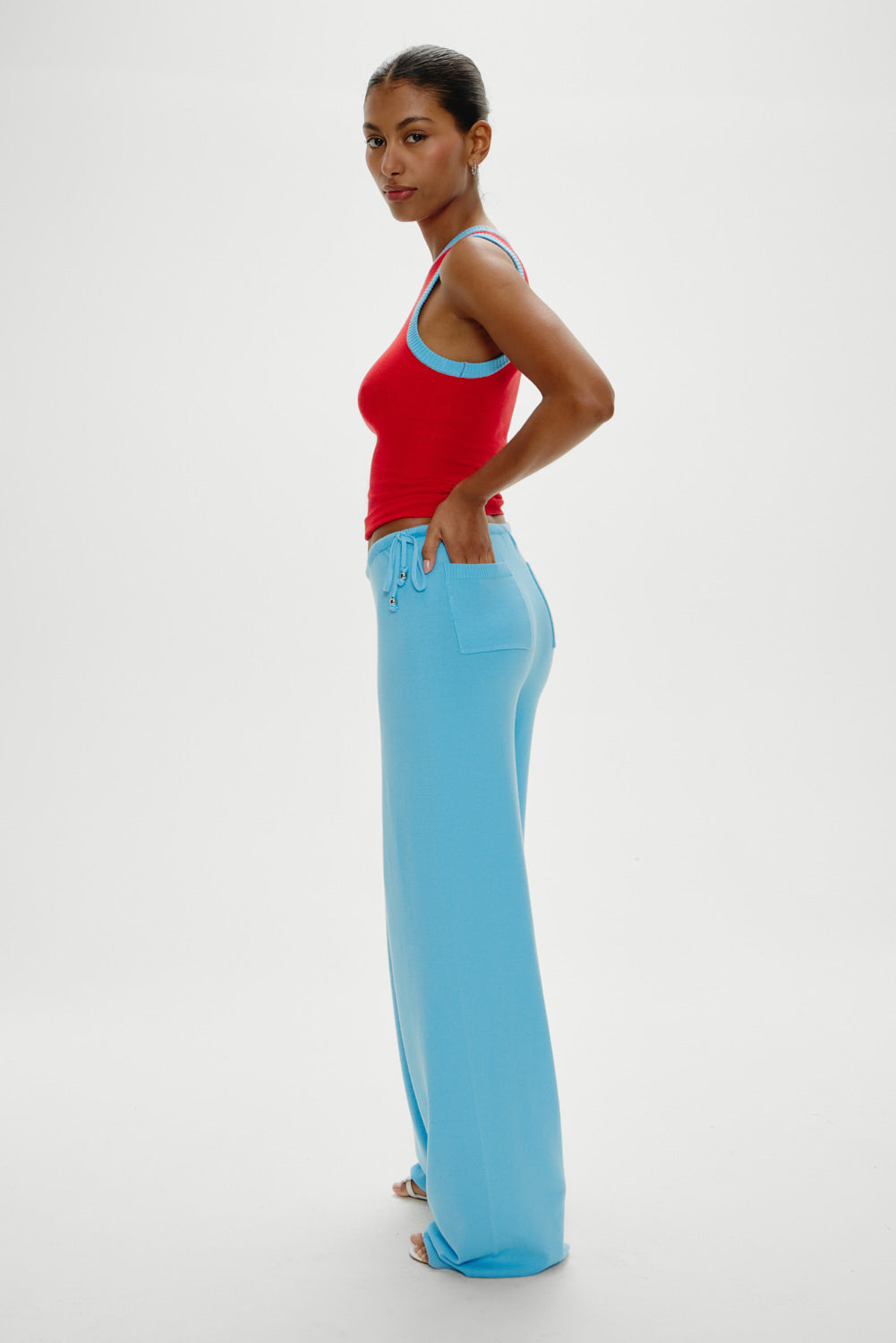 Breeze Low Rise Knit Pants - Blue Vanilla