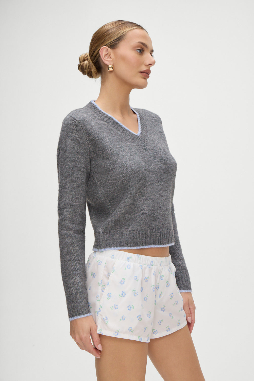 Brentwood V Neck Sweater | Winter Sky