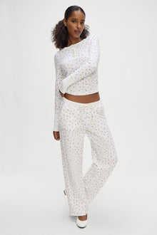 Cabin Thermal Pajama Pants in White Floral Picnic Blanket
