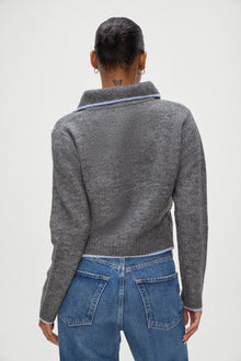 Carolyn Fuzzy Collard Sweater in Winter Sky Grey