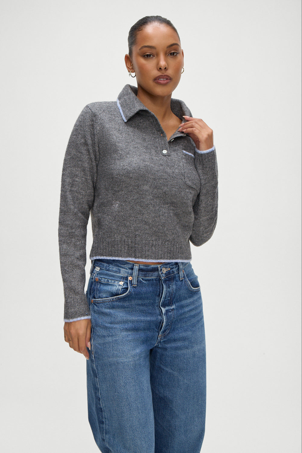 Carolyn Collared Sweater | Winter Sky