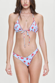 Coastal Micro Triangle Bikini Top Rosewater Print