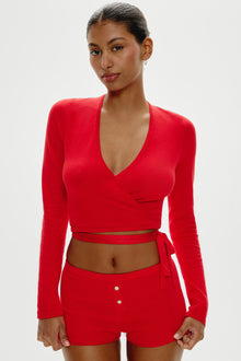 Cuddle Knit Booty Shorts - Cherry