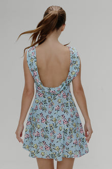 Emilia Satin Floral Mini Dress Pastel Peony