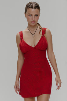 Emilia Polka Dot Mini Dress Spice Dot