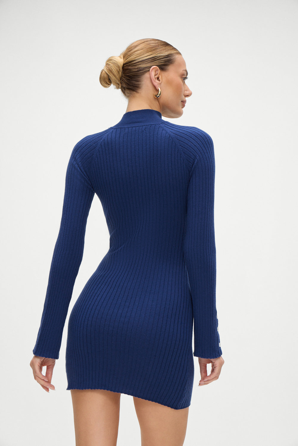 Isla Long  Sleeve Mini Dress in Midnight Blue