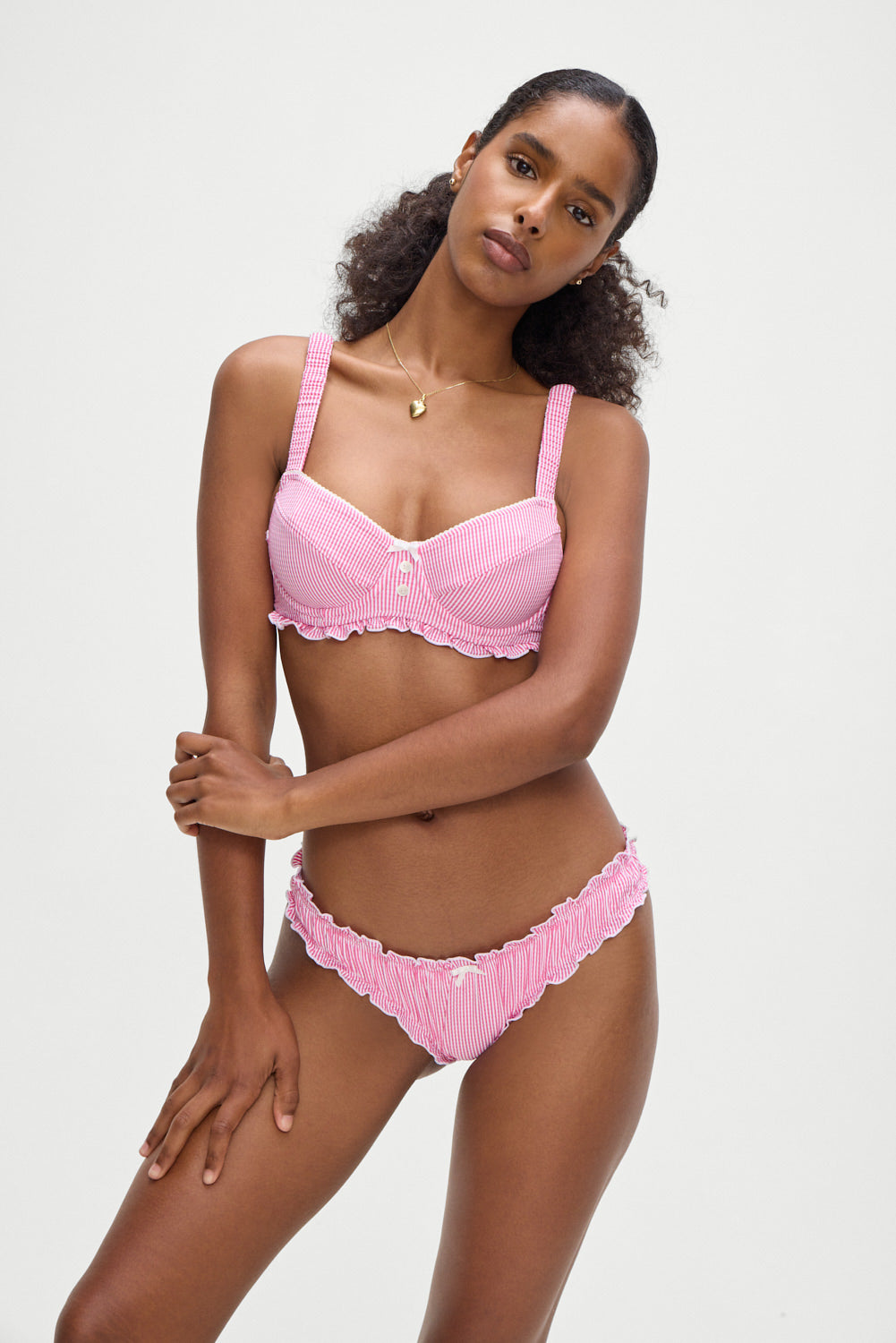Jane Underwire Bikini Top | Pink Stripe