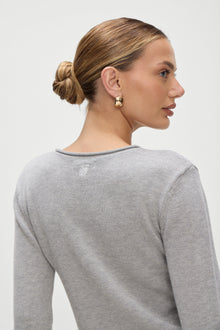 Kennedy Cotton Knit Sweater New York in Grey