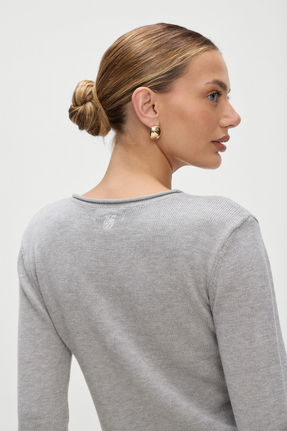 Kennedy Cotton Knit Sweater New York in Grey