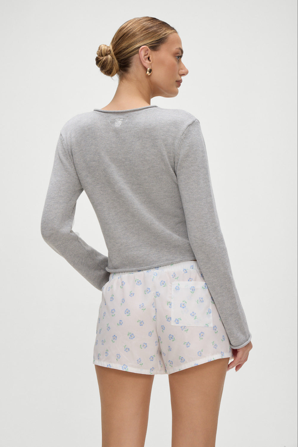 Kennedy Cotton Knit Sweater New York in Grey