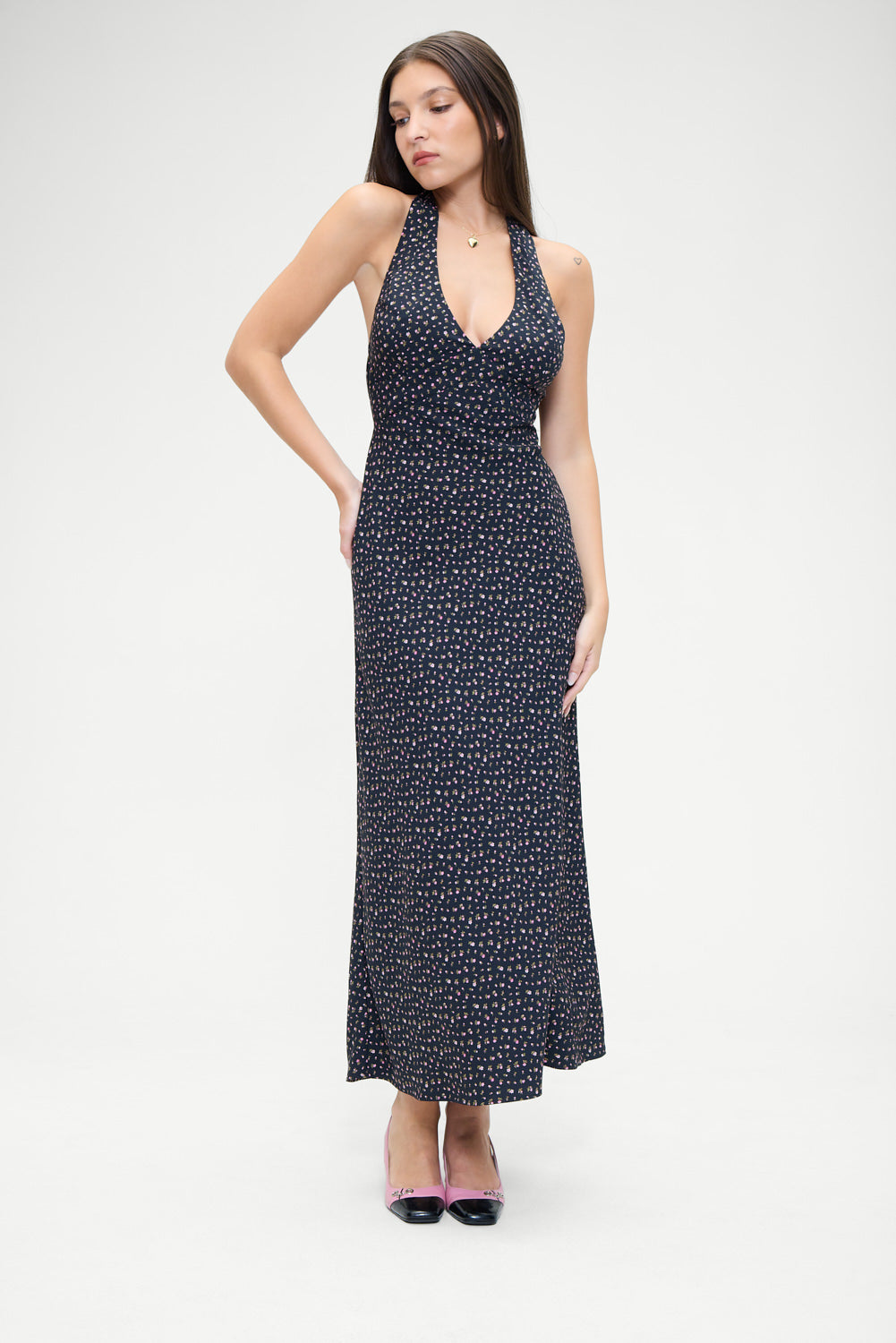 Madeleine Crepe Dress Midnight Flower Print