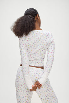 Nate Long Sleeve Shirt in Floral White Picnic Blanket Print