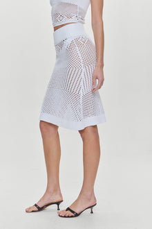 Orchard Crochet Midi Skirt White