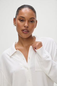 Rory Modal Rib Sleep Shirt in Seashell Cream