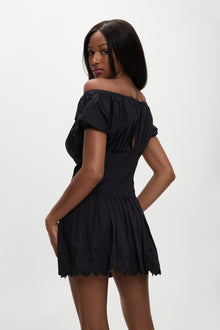 Sadie Embroidered Mini Dress Black