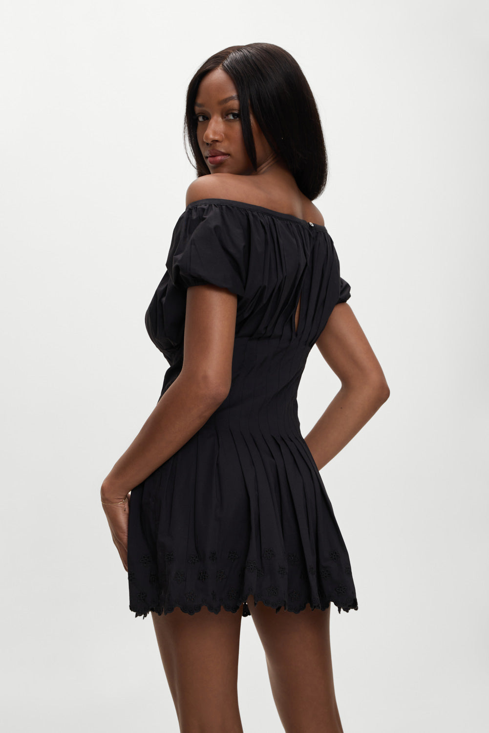 Sadie Embroidered Mini Dress Black