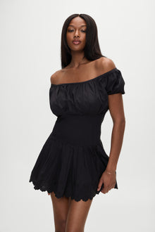 Sadie Embroidered Mini Dress Black