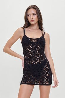 Sunshine Crochet Mini Dress Black