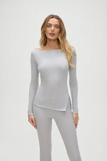 Talia Long Sleeve Shirt in Heather Grey