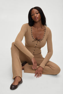 BELLA HADID Texas Knit Cardigan Caramel