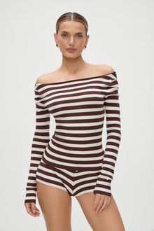 Theo Striped Knit Sweater Brown Sugar Stripe