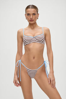 Tia Skimpy String Bikini Bottom Brown Sugar Stripe