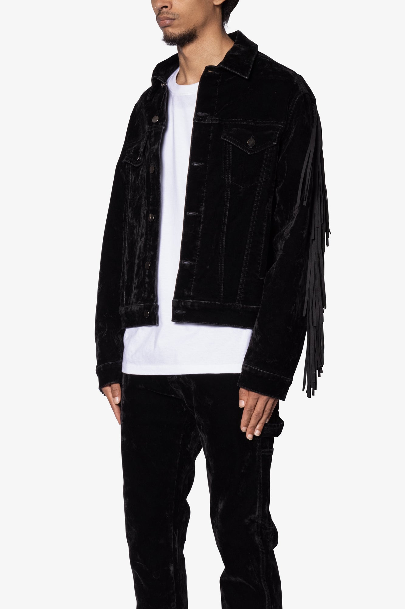 Fringe Trucker Jacket | Black
