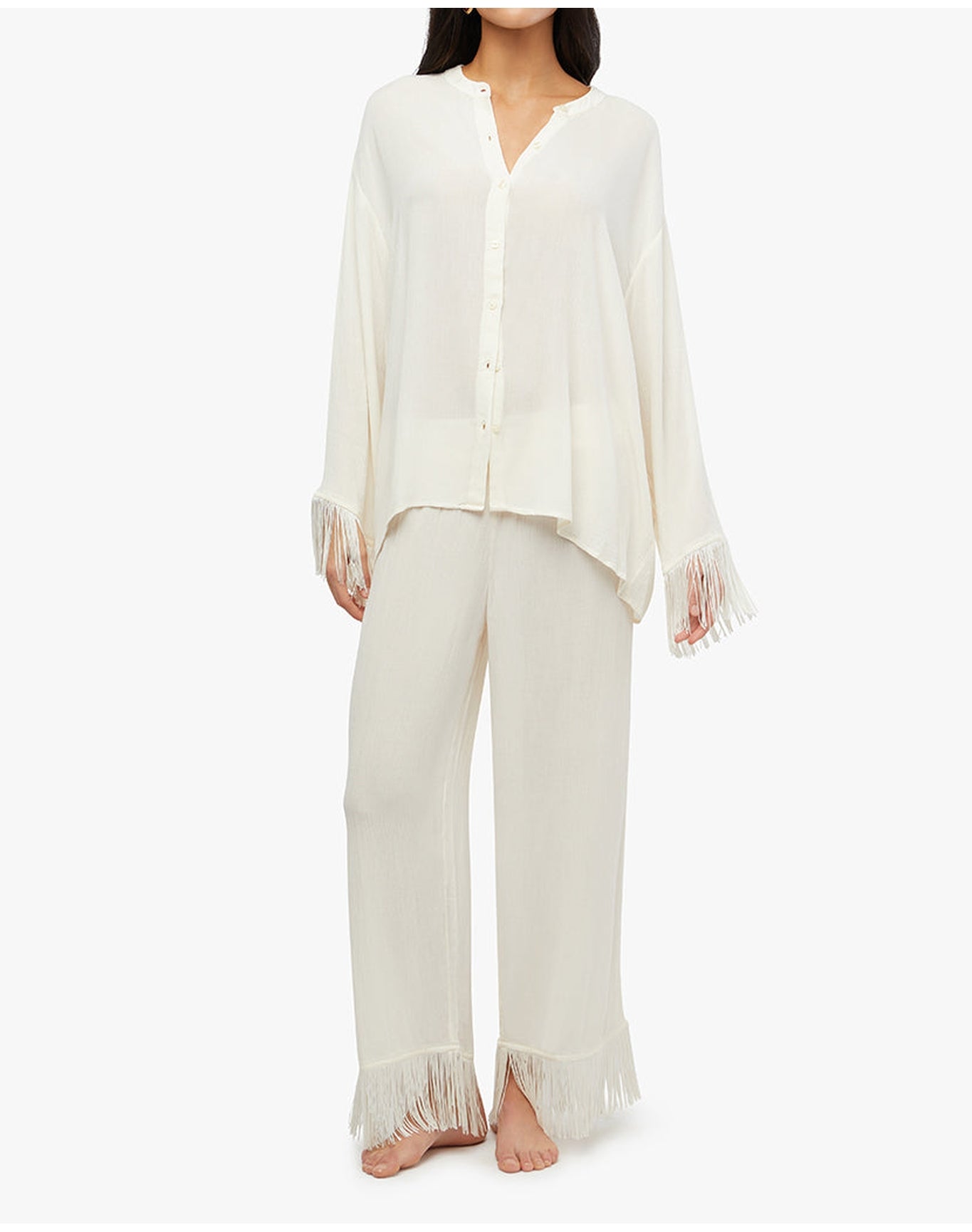 Fringe Button Up | Off White