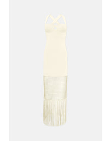 Fringe Diana Dress | Creme