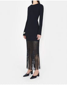 Fringe Diana Long Sleeve Dress | Black