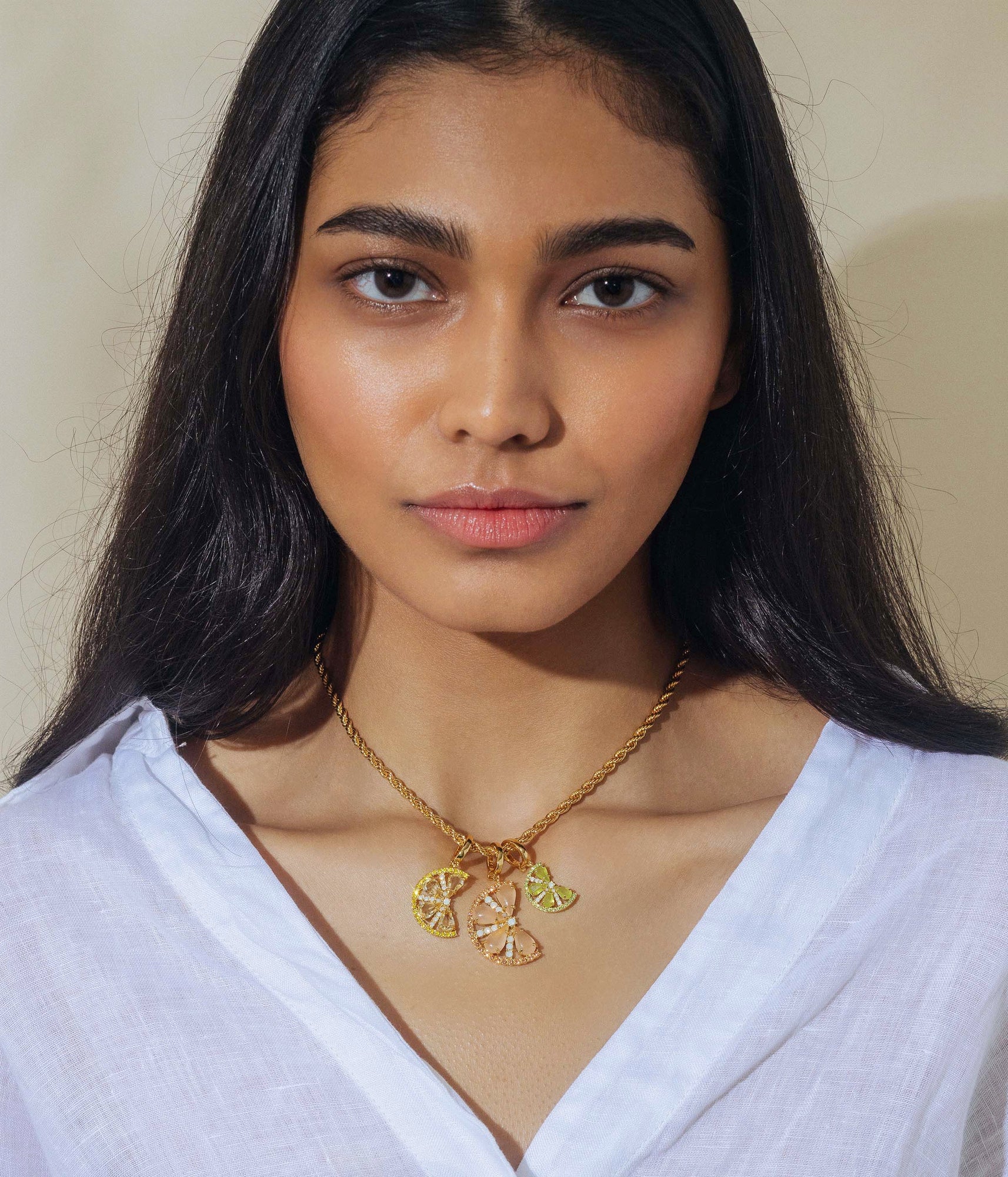 Citrus Slice Charm Trio Pendant Set | Multicolor