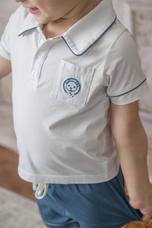 Baby Boys | and Pima Cotton Polo Top and Shorts Set | White & Navy