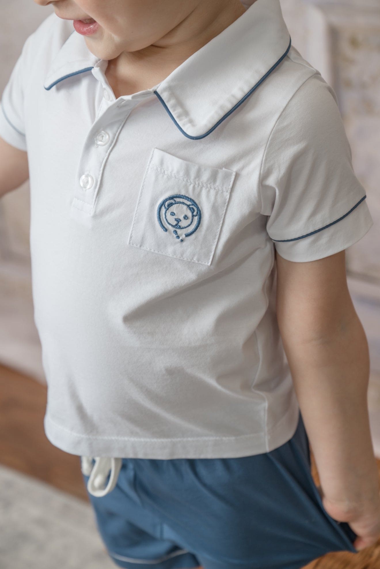 Baby Boys | and Pima Cotton Polo Top and Shorts Set | White & Navy