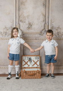 Baby Boys | and Pima Cotton Polo Top and Shorts Set | White & Navy
